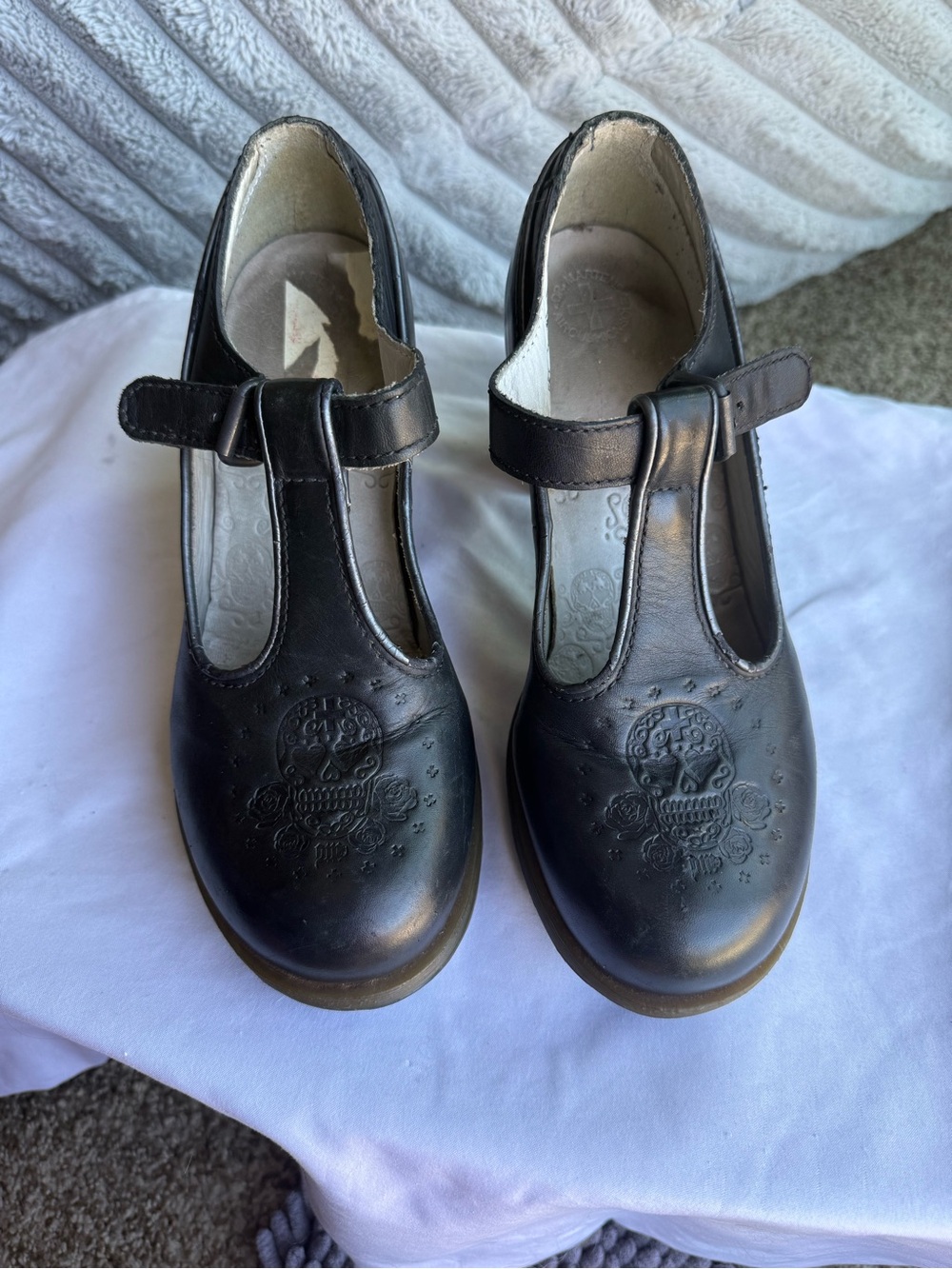 RARE Dr. Martens Sugar Skull Rose T-Bar Mary Jane Heels Women 7